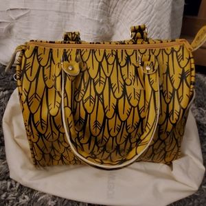 Park La Fun: Feather gold Satchel handbag